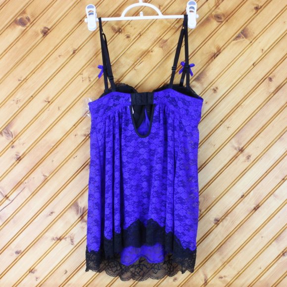 La SENZA Perfectly Me Babydoll Bra Small Blue Black Lace Lined Underwire B95 - Picture 3 of 7